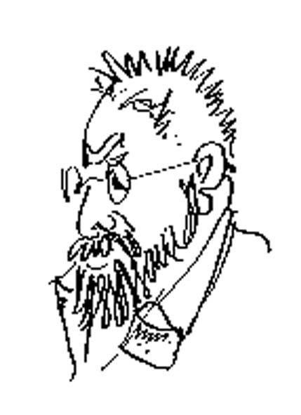 Sketch of editor Allan Davies by Derek